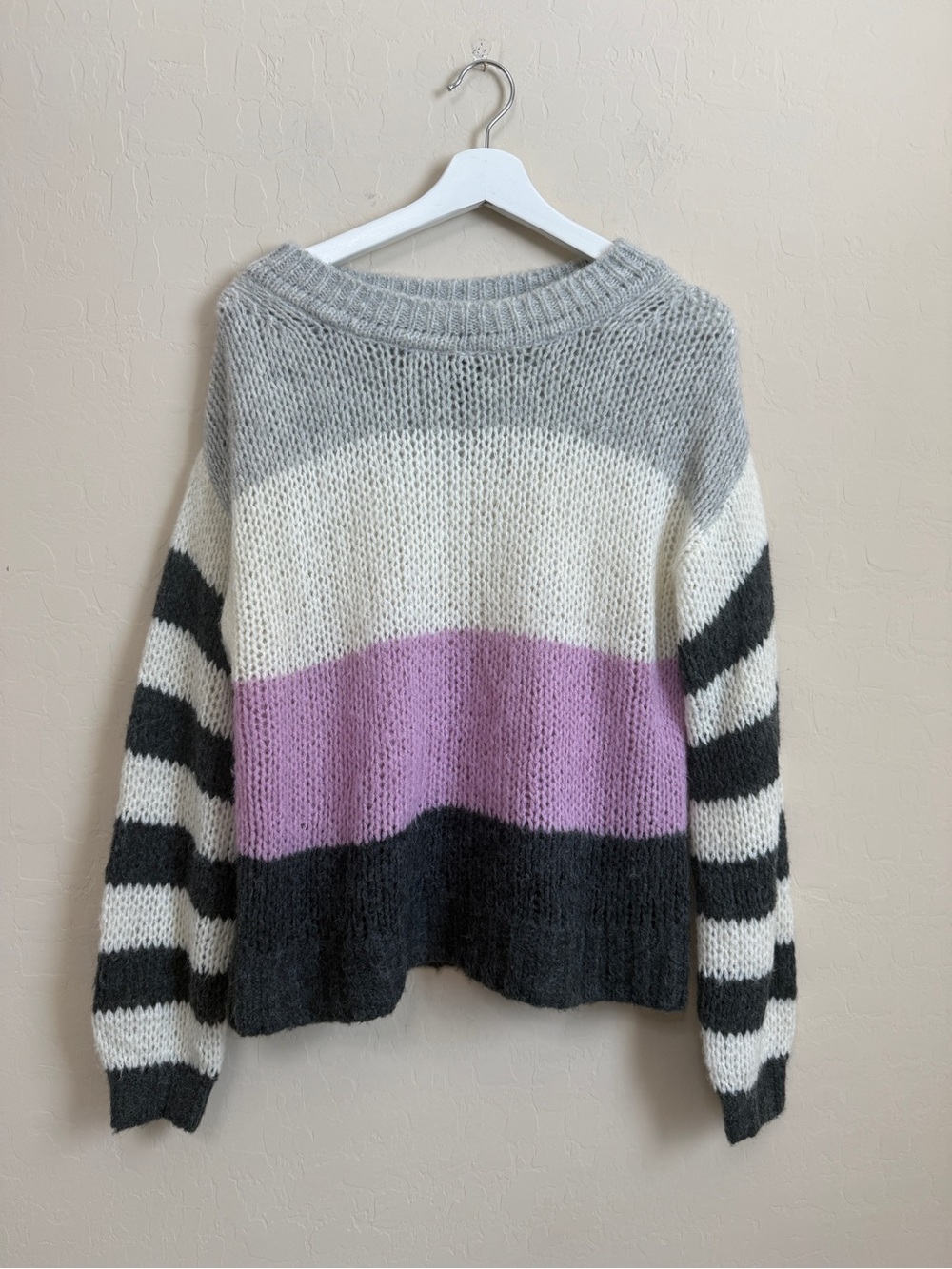GAP Stripe Colorblock Women's Wool Alpaca Sweater Soft Knit Pullover Small